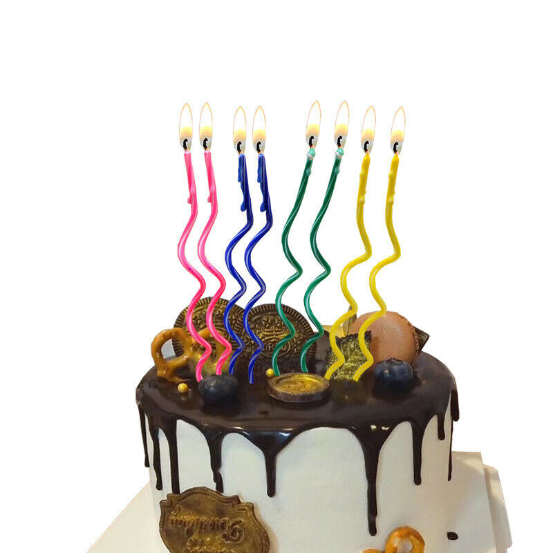 8pcs Long curve cake candles Safe Flames Wedding Cake Party Supplies Cand.l8