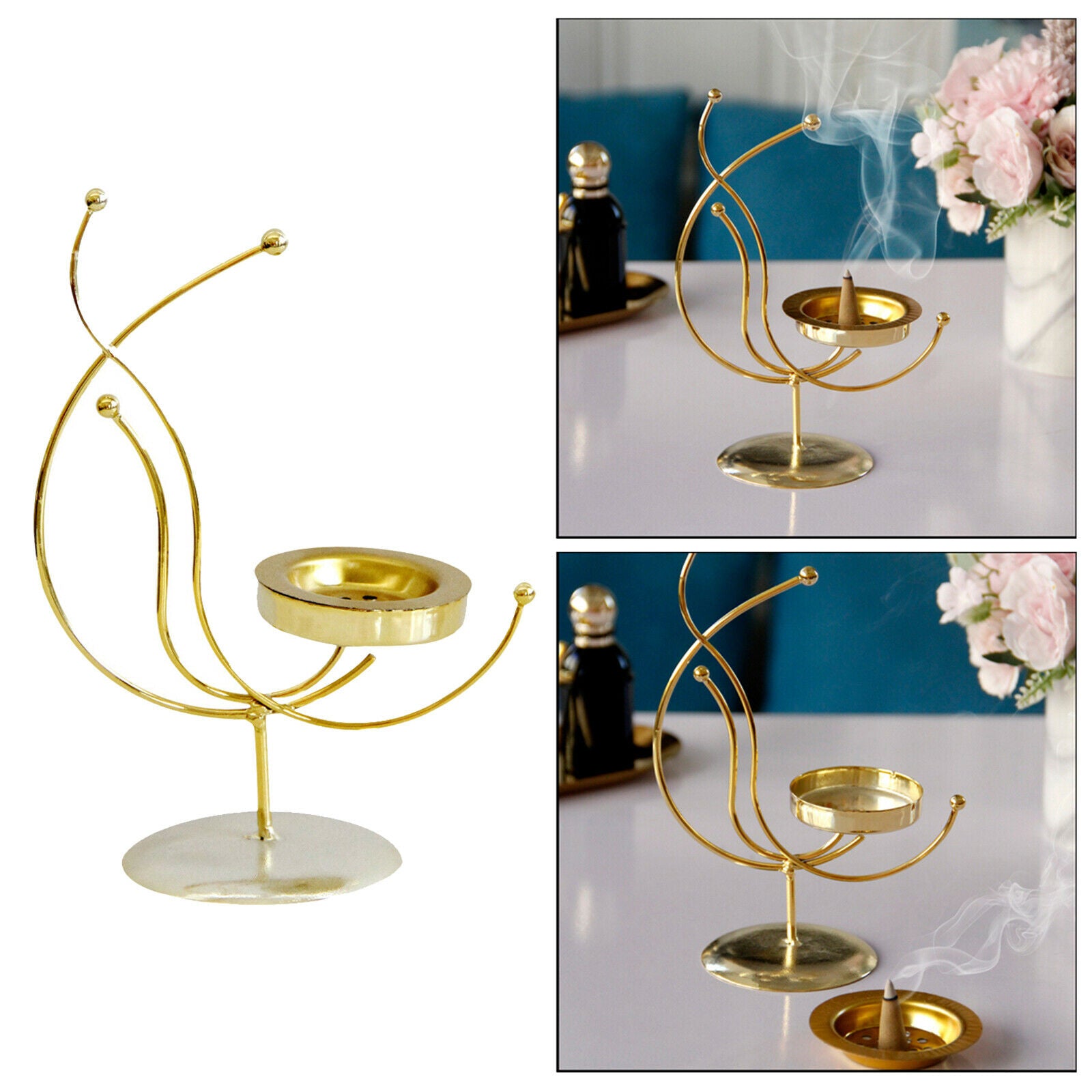 Metal Incense Burner Candle Zen Meditation Yoga for Home Bedroom Teahouse