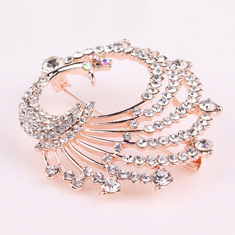 Crystal Peacock Animal Corsage Banquet Decoration Women Scarf Brooch Pin .l8