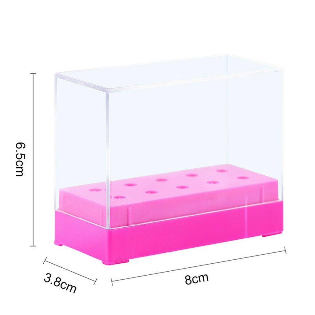 10 Holes Nail Drill Bits Holder Stand Organizer Case Display Box White
