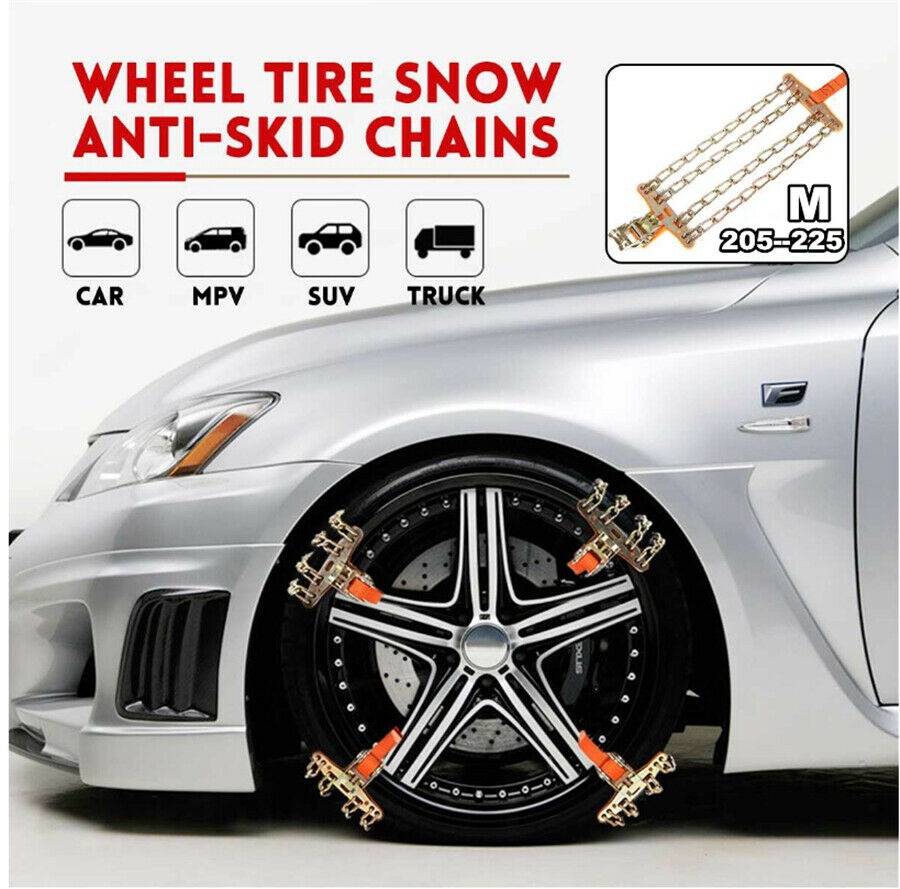 1PCS Wear-resistant Steel Car Snow Chains All Weather For 205--225 Tire Wheel