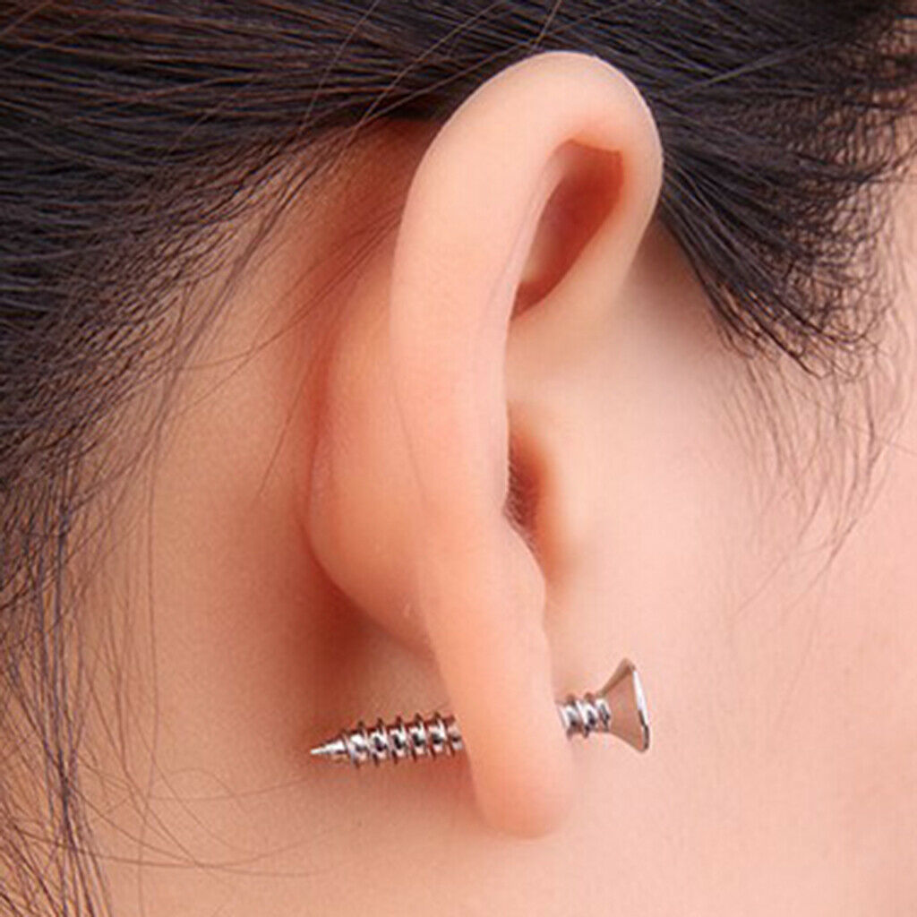 Prettyia 6 Pair Women Stainless Steel Piercing Cross Screws Ear Stud Earring