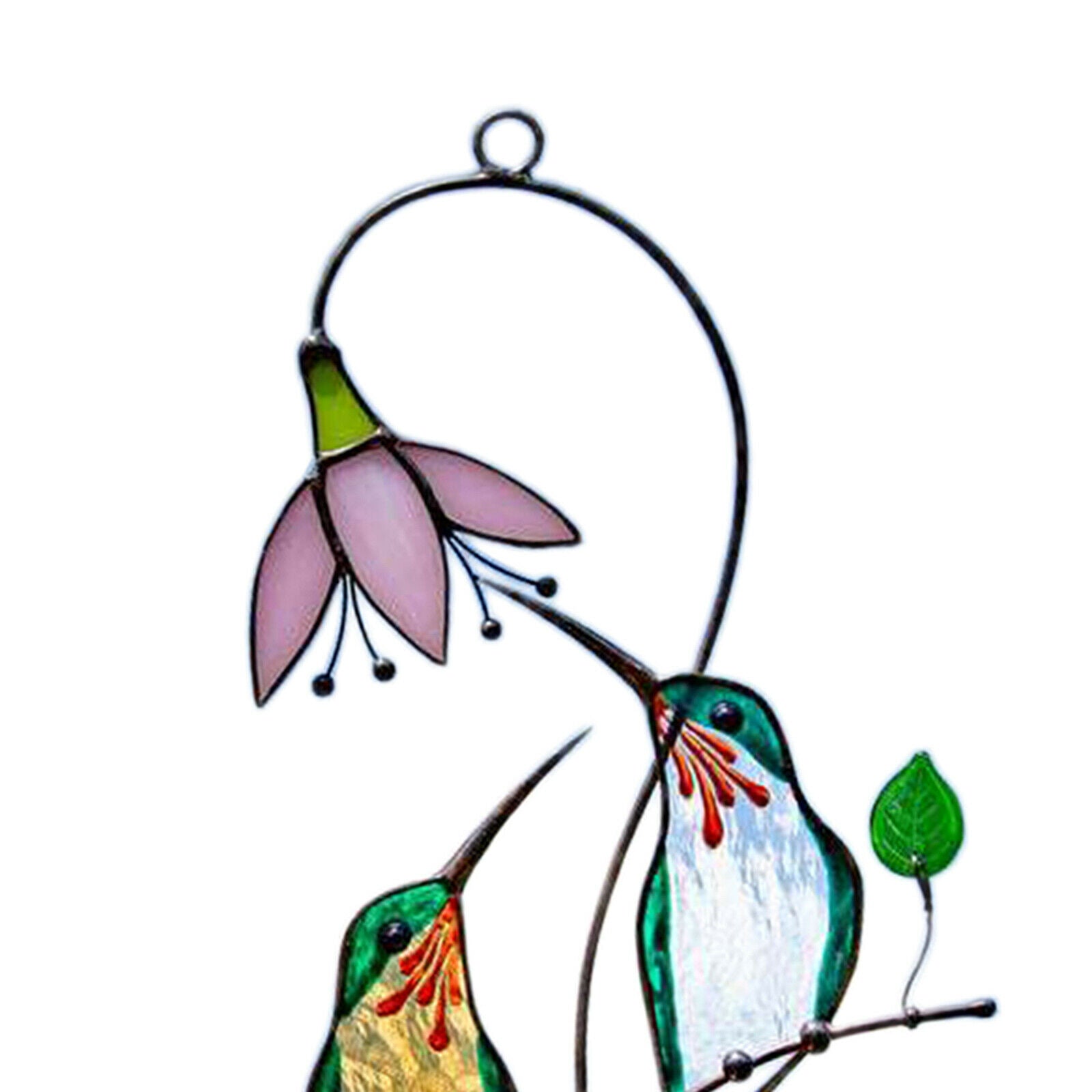 Colorful Green Hummingbird Stained Glass Hanging Birds   Decoration