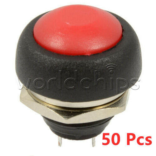 50x 12mm Mini Waterproof Momentary ON/OFF Push Button Round Switch Red