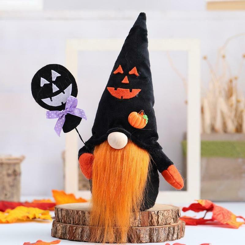Set of 2 Halloween Gnomes Plush Decor Handmade Swedish Tomte Gnome Scandinavian