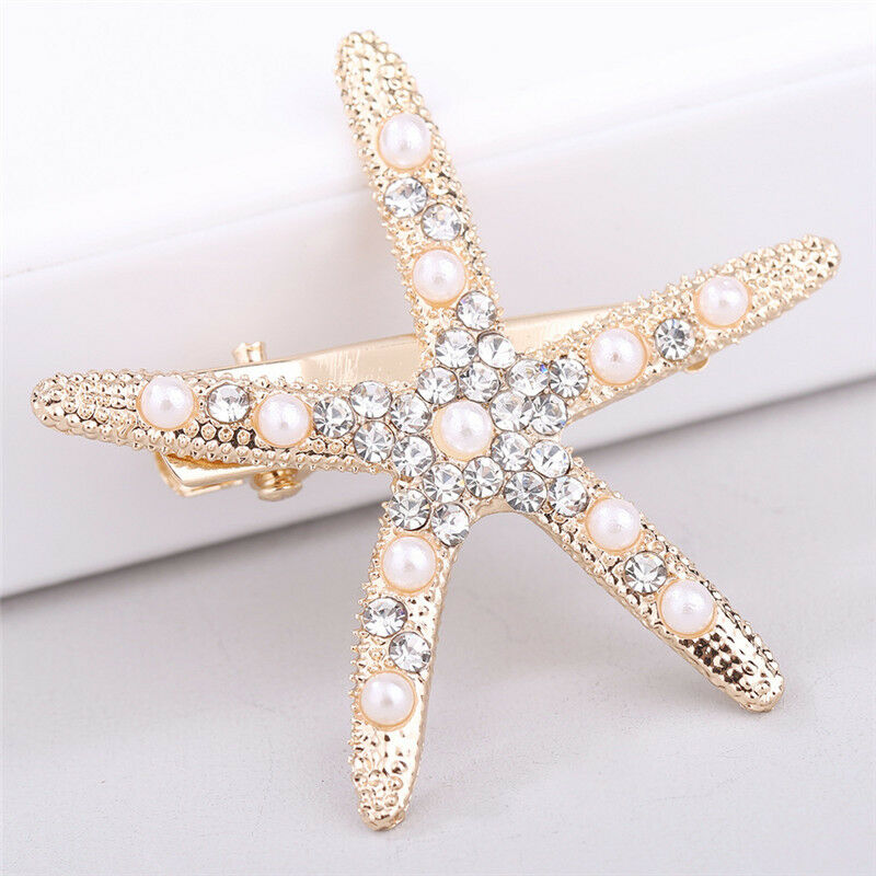 Fashion Lady Girl Beach Wedding Natural Starfish Sea Star Hair Clip Hairpi.l8