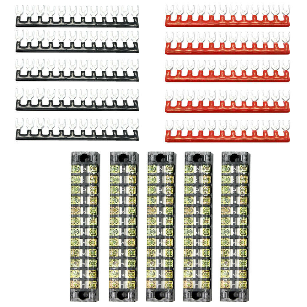 12 positions covered in two rows screw terminal block 600V 15AMP +