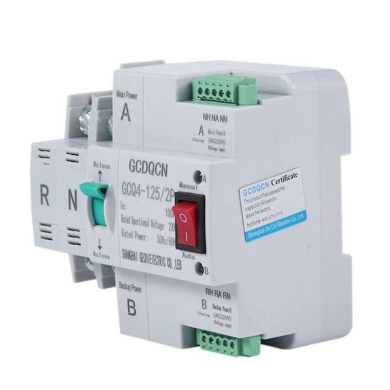 Dual-Power Automatic Transfer Switch 2P 100A Household 35mm Rail Installation Q5