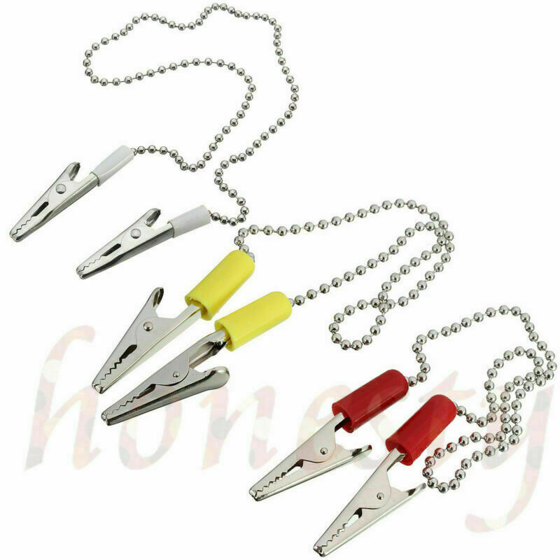 5pcs Napkin Holder Dental Lab Bib Crocodile Stainless Clip Flexible Ball Chain