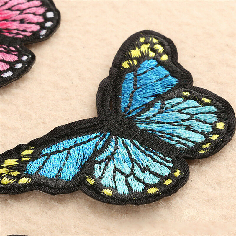5PCS Embroidery Butterfly Embroidered Sew On Patch Badge Fabric Applique D.l8