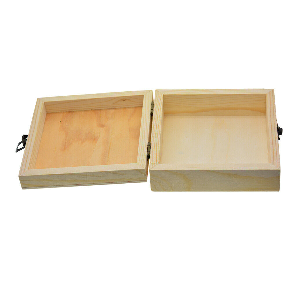 2x Unfinished Square Wood Jewelry Gift Box Case for DIY Painting Crafts 12cm