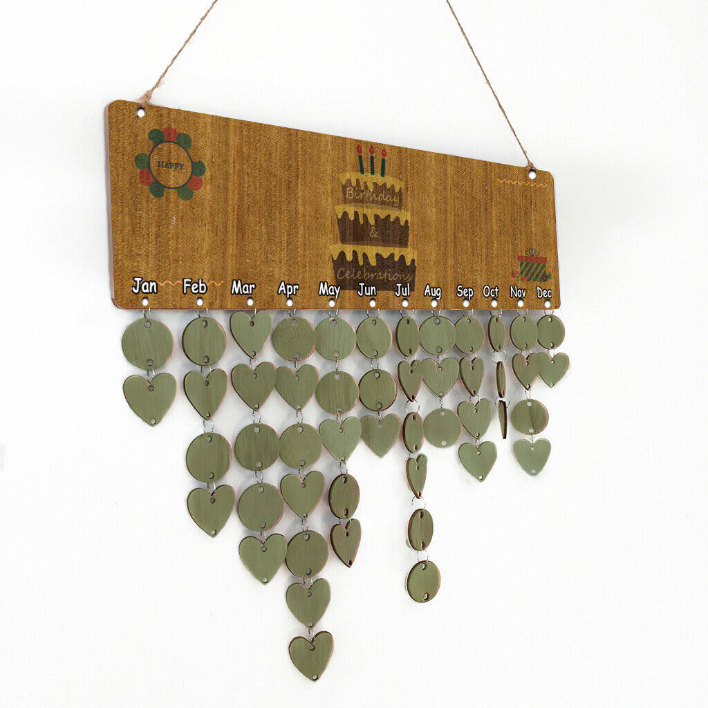 Rustic Wooden Calendar Wall Hanging Borad Plaque Birthday Special Day Reminder