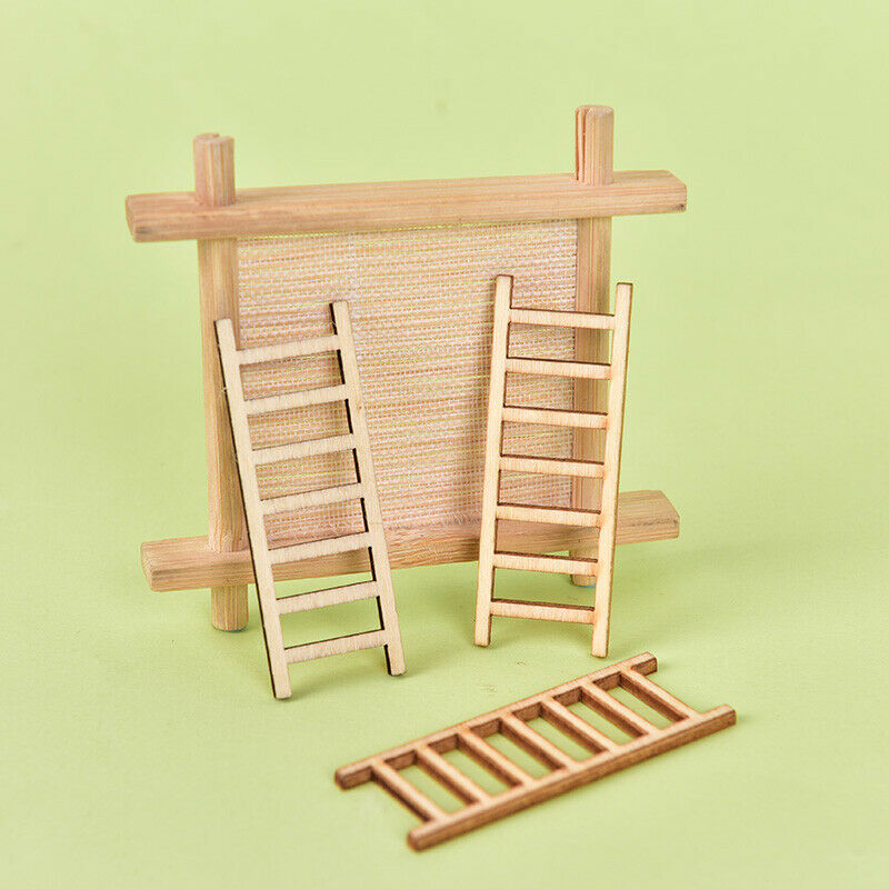 3 pcs Mini Ladder Wood Craft Micro Landscape Ornament Fairy Garden Miniature_DD