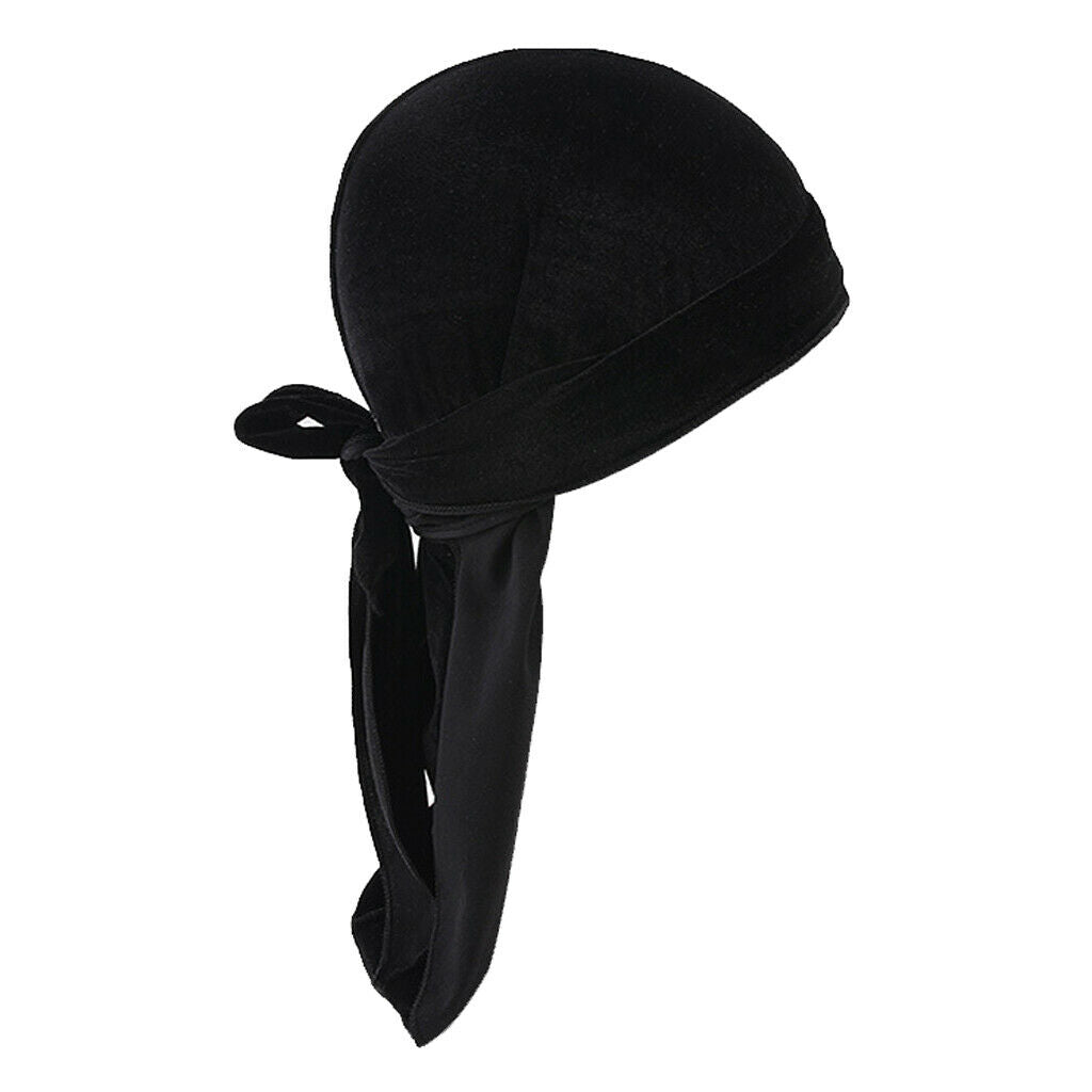 2Pack Fashion Velvet Bandana Hat Long Tail Headwrap Chemo Hat for Hair Loss