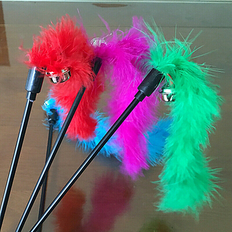 Pet Cat Teasing Stick Pompom Feather Accessories Funny Kitten Interactive T DF