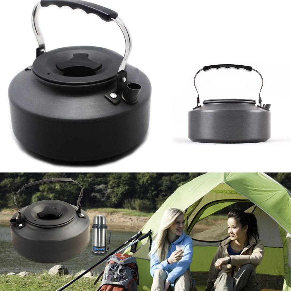 Survival Camping Hiking Picnic Best Aluminum Water Coffee Teapot Kettle 1.1L