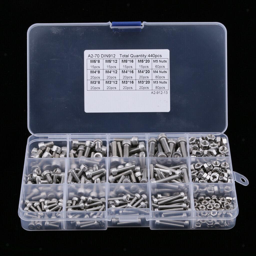 440pcs 304 M3  M5 Stainless Steel Screws for Electrical Equipment