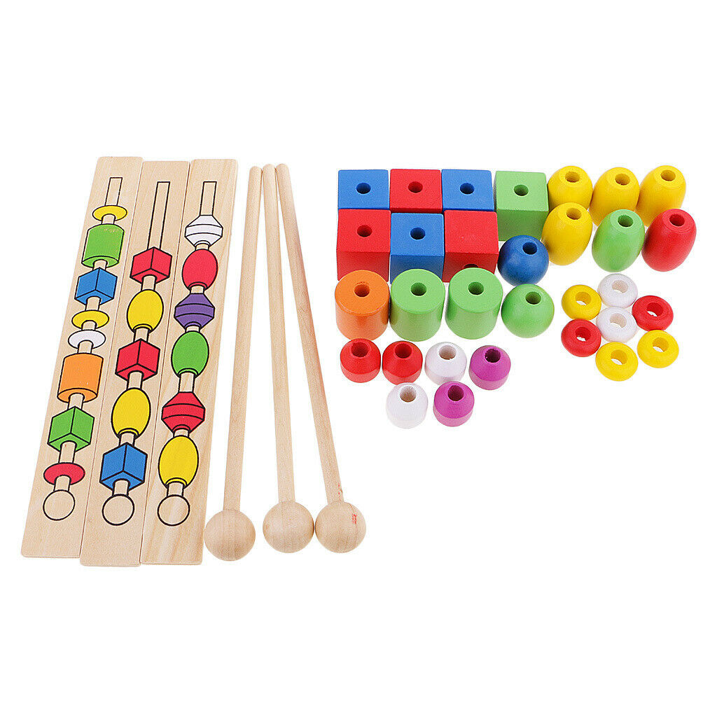 6 Colors Stacking Building Beads Kids Early Learning Educational