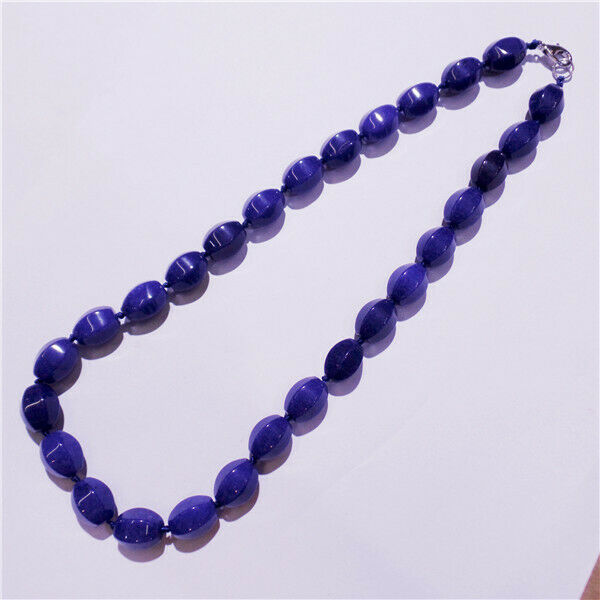 1 Strand 14x10mm Blue Malay Jade Faceted Lantern Beads Handmade Necklace HH9210