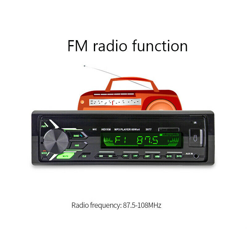 DC12V Multifunction Bluetooth Vehicle MP3 Player FM Radio AUX Audio LCD Display