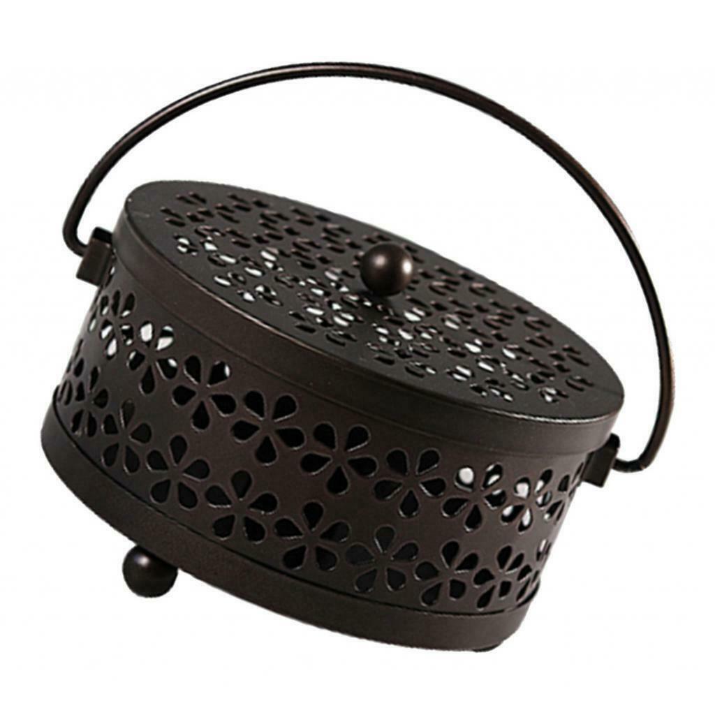 Portable Iron Mosquito Coil Holder + Handle & Lid Bronze