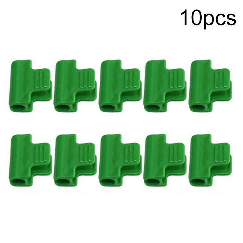 10Pcs Plastic Green Pipe Clamps Greenhouse Gardening Plants Netting Hoop Clips
