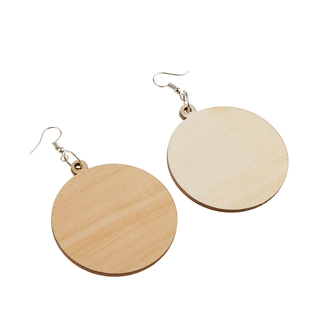 2 Pairs Ethnic Big Geometric Round Circle Teardrop Wooden Dangle Earrings