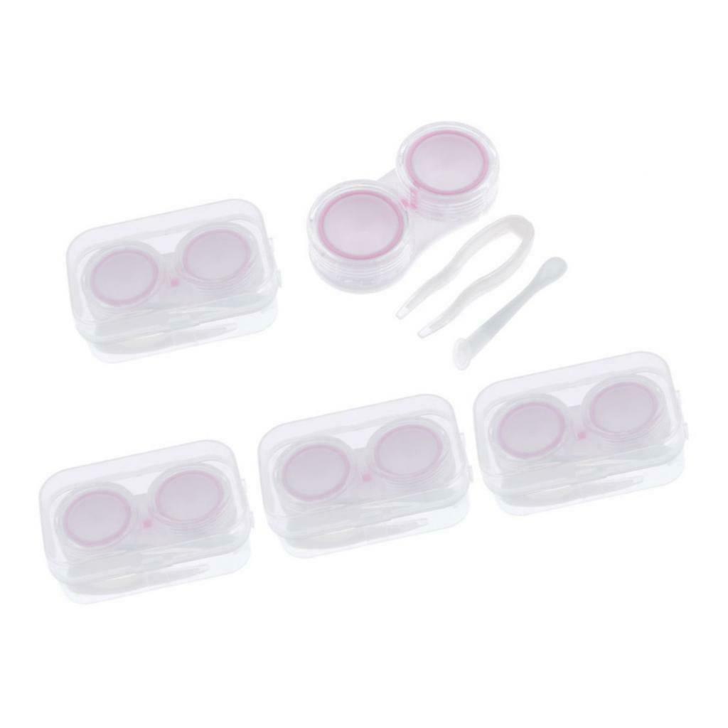 5Pcs Portable Contact Lens Soaking Case Container Holder Storage Box Pink