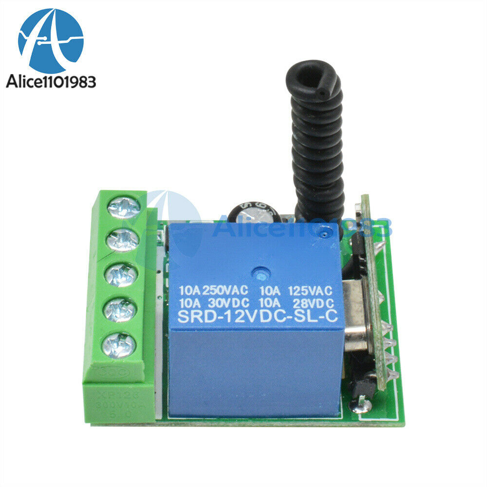2PCS 433MHZ DC12V 10A 1CH Wireless Relay RF Remote Control Switch Receiver Kit