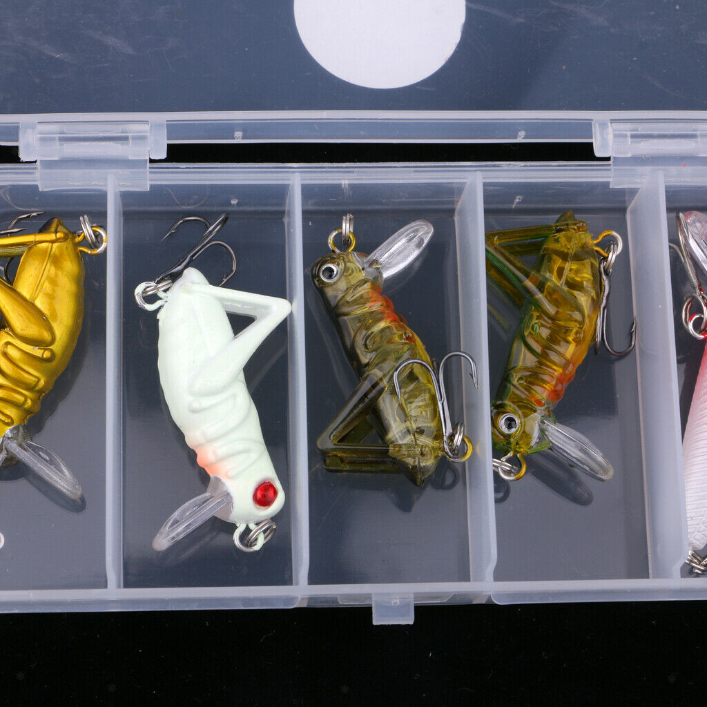 5Pcs Insect Grasshopper Shape Fishing Lure VIB Hard Crank Baits and Minnow
