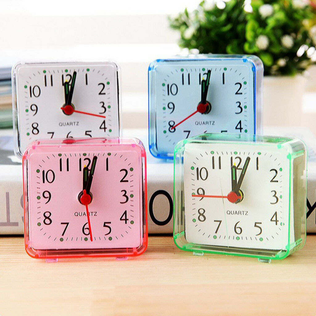 Modern Mini Quartz Clock Travel Alarm Clock Bedroom Home Table Clock White