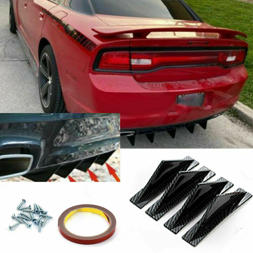 4X Universal Carbon Fiber Car Bumper Diffuser Fin Spoiler Lip Wing Splitter Hot