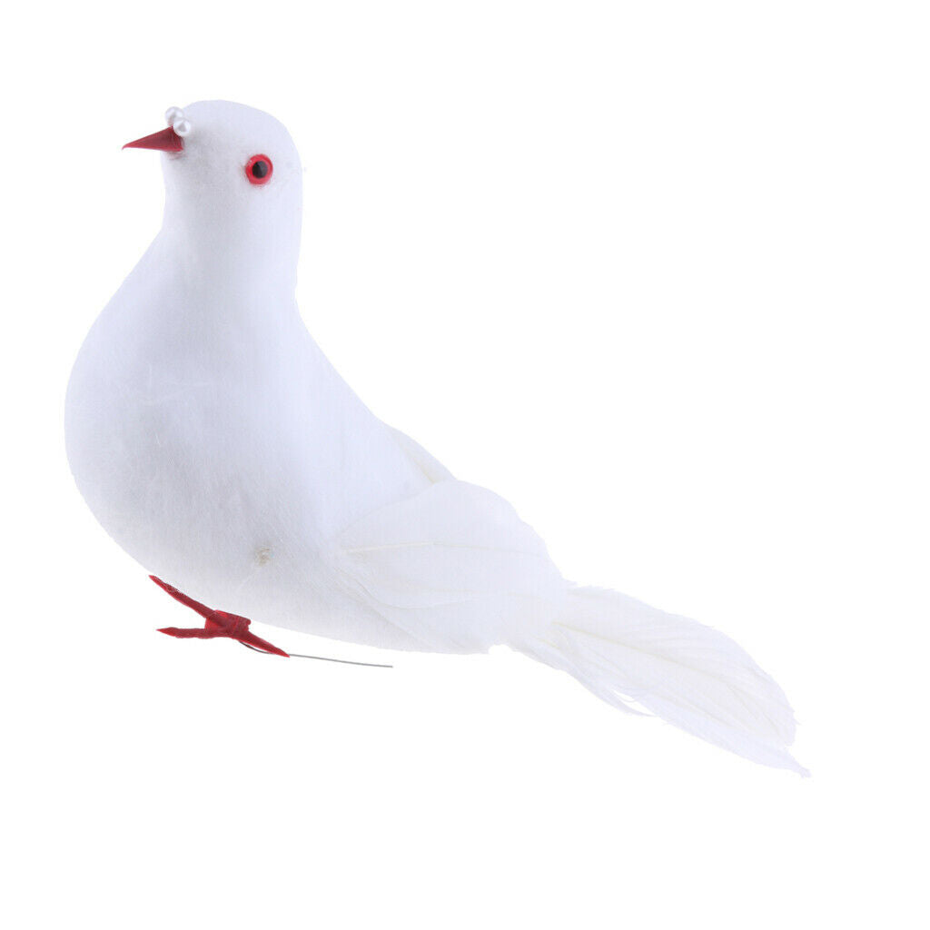 5Pcs Artificial Foam Feather White Doves Birds Craft Birds Home Wedding Decor