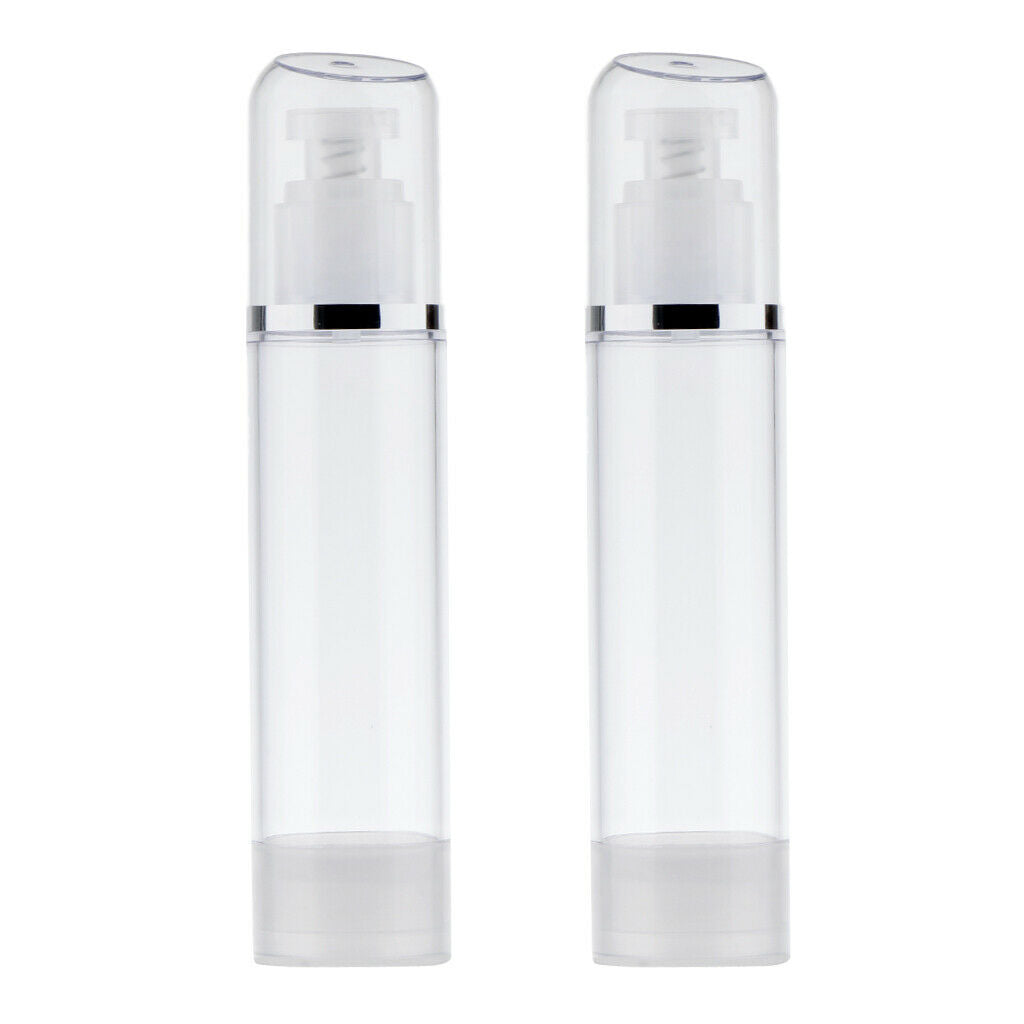 2PCS Portable Airless Bottle 100ml Cosmetic Treatment Pump Bottles Travel Empty