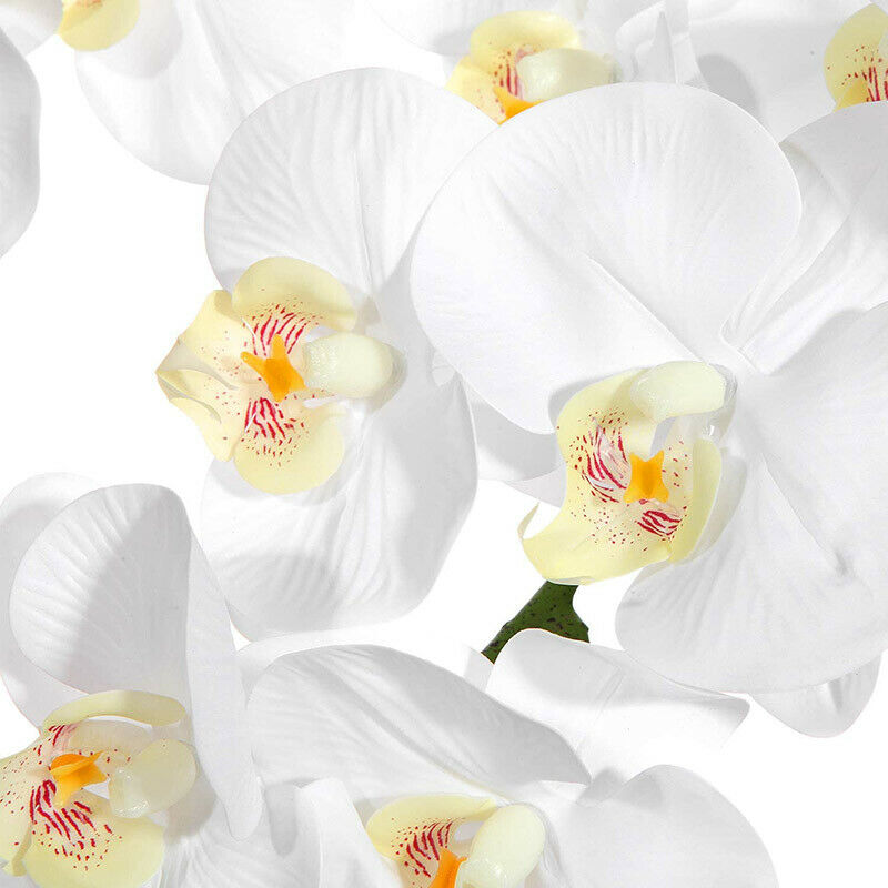 2Pcs 38inch Artificial Real Contact Orchids Flowers 9Heads Latex PhalaenopsiF6G7