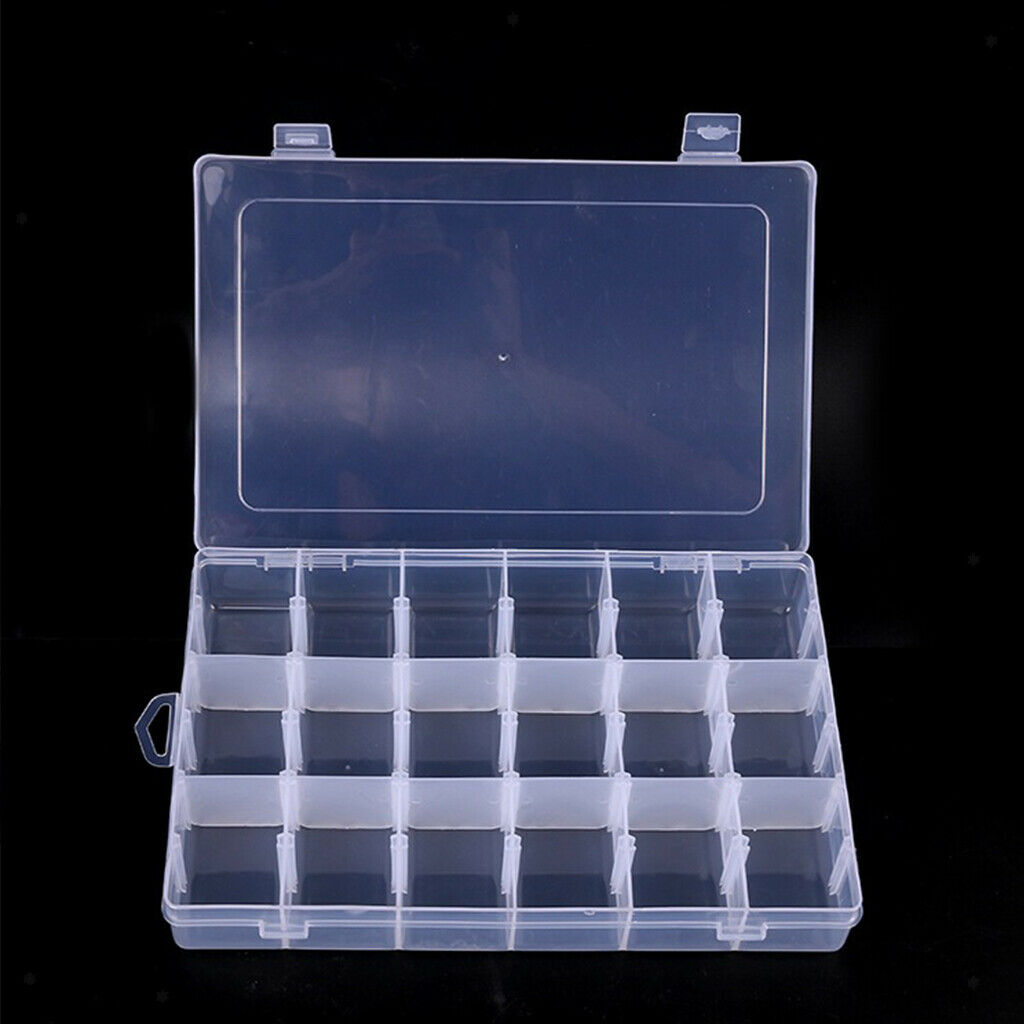 18 Grids Clear Plastic Jewelry Box Organizer Storage Container with Removable