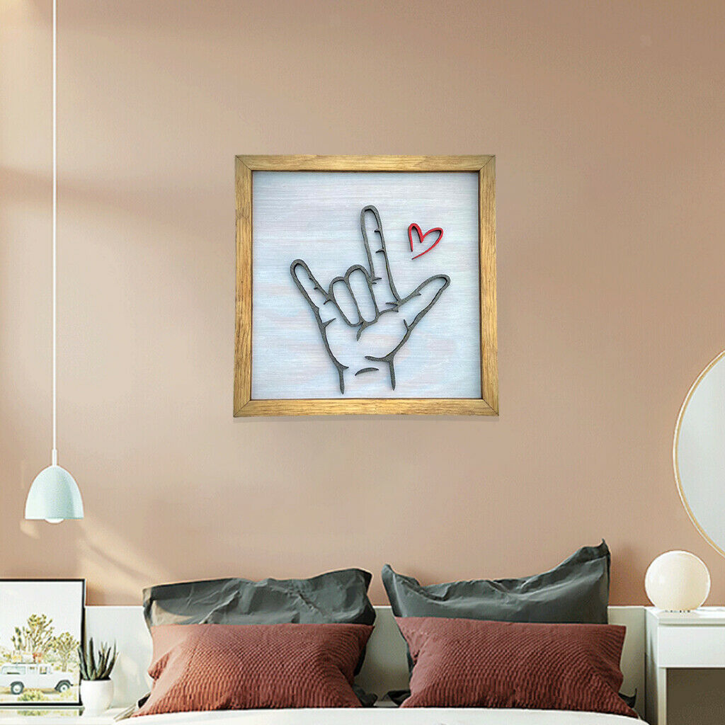 Gesture Wall Art Poster Paintings TV Wood Heart Lover Living Room Decoratoin