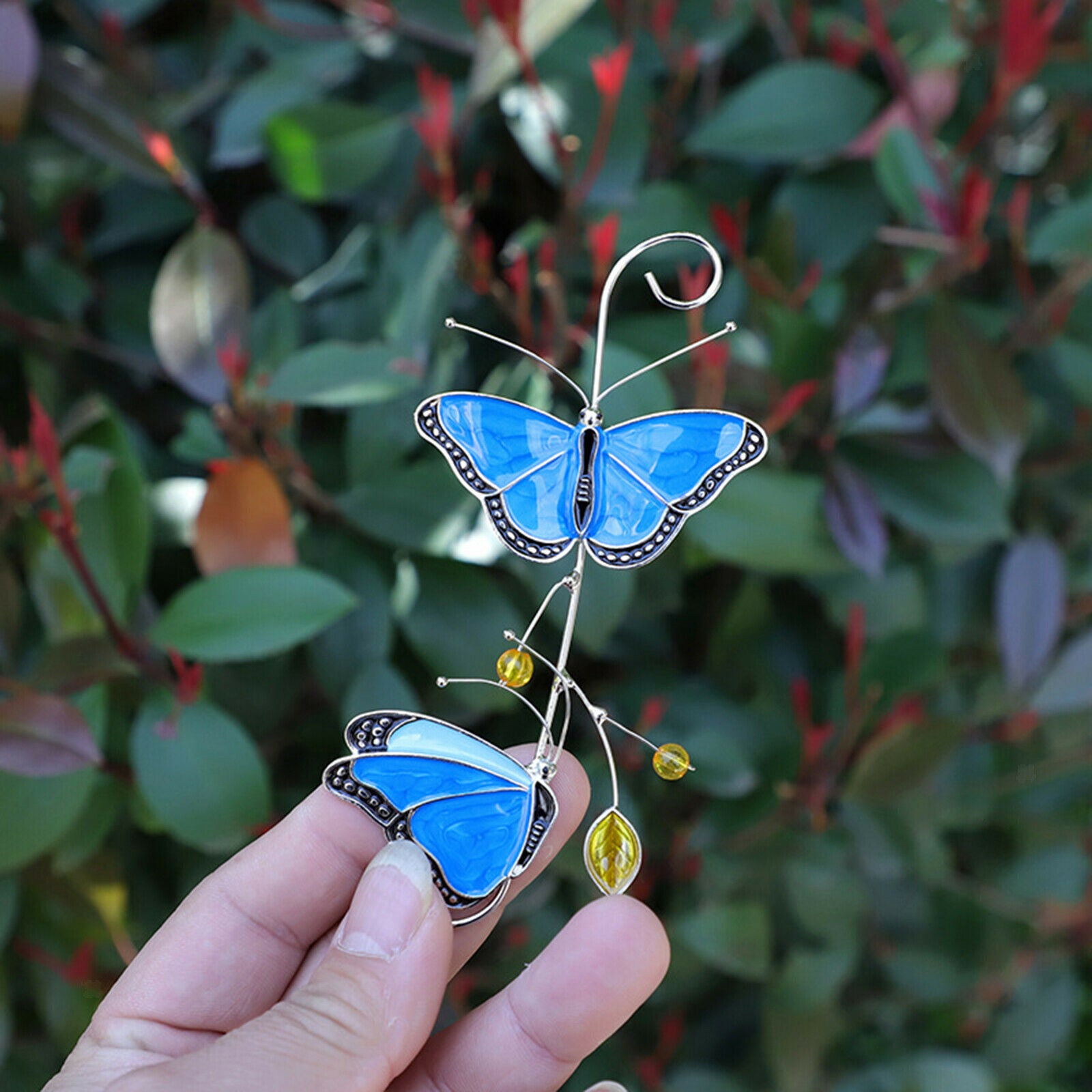 Blue Butterfly High Stained Decor   Window Panel Pendant Hangings