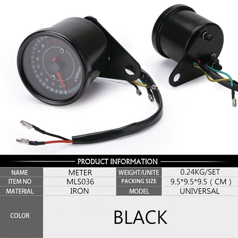 Universal LED Backlight Motorcycle Tachometer Meter Gauge RevCounter 0-13000 RPM