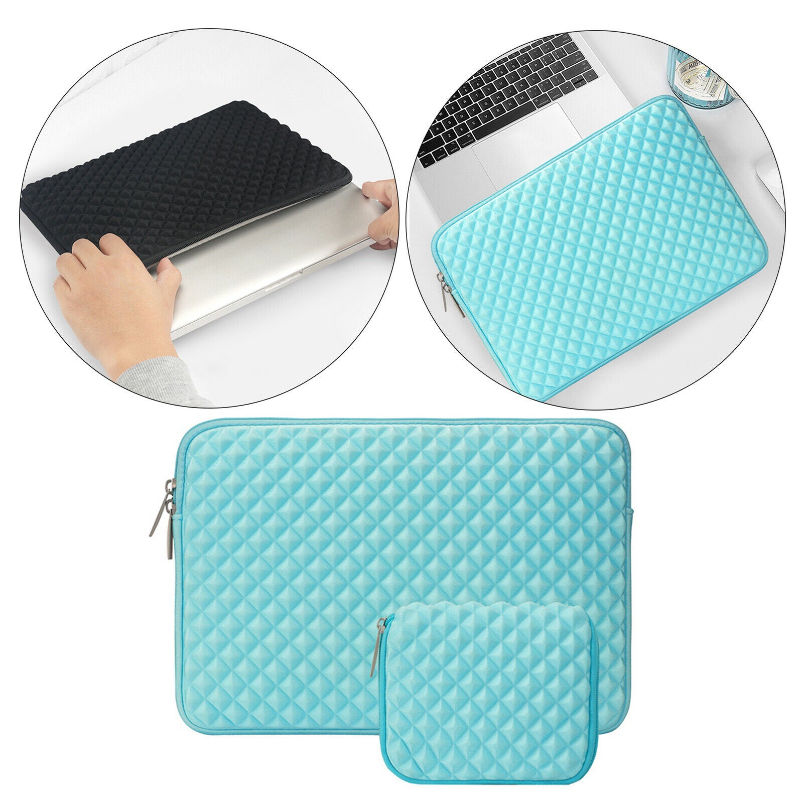 Laptop Sleeve Compatible Notebook Computer Neoprene Bag Cover Blue 15.3inch