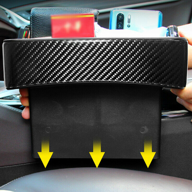 1PCS Carbon Fiber Car Front Seat Side Catch Box Console Storage Organizer Pocket