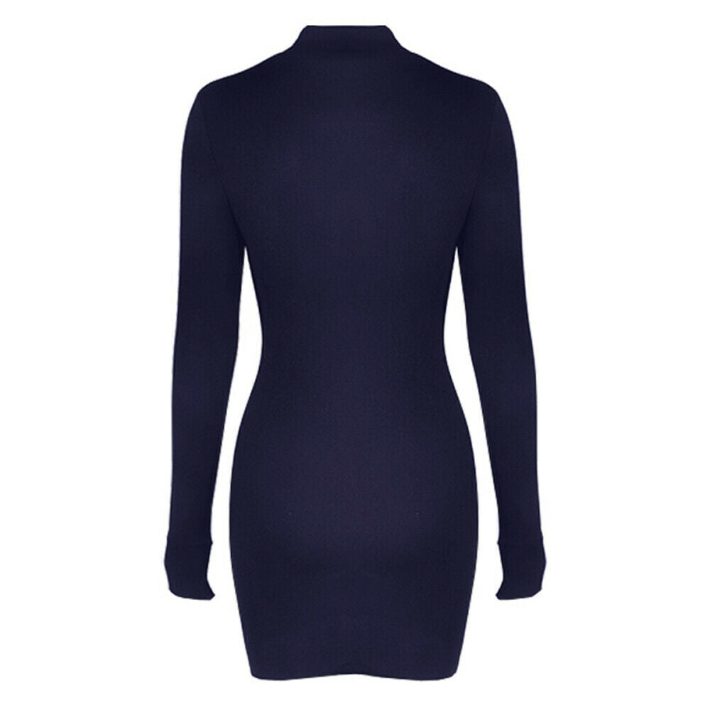 Autumn Women Warm Knitted Sweater Dress Long Sleeve Bandage Pullovers Dress