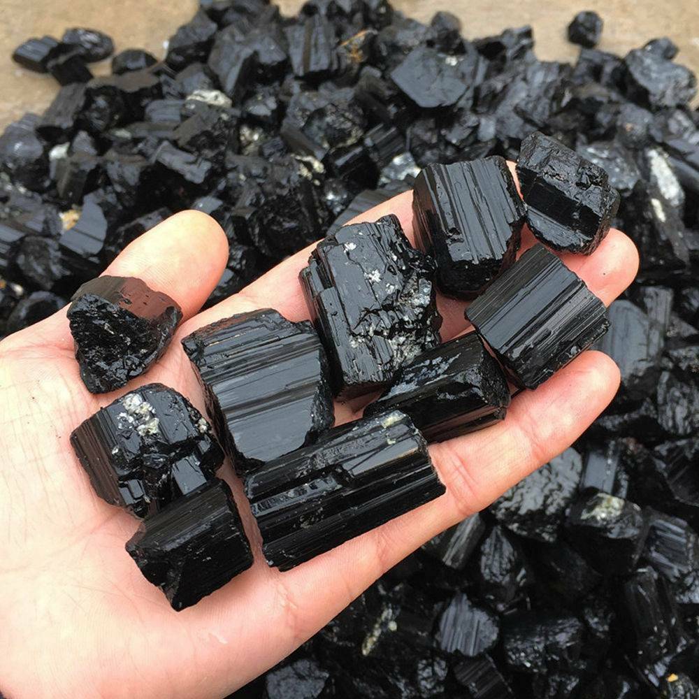 Black Tourmaline Natural Crystal Rough Rock Mineral Specimen Healing Stones 50g_
