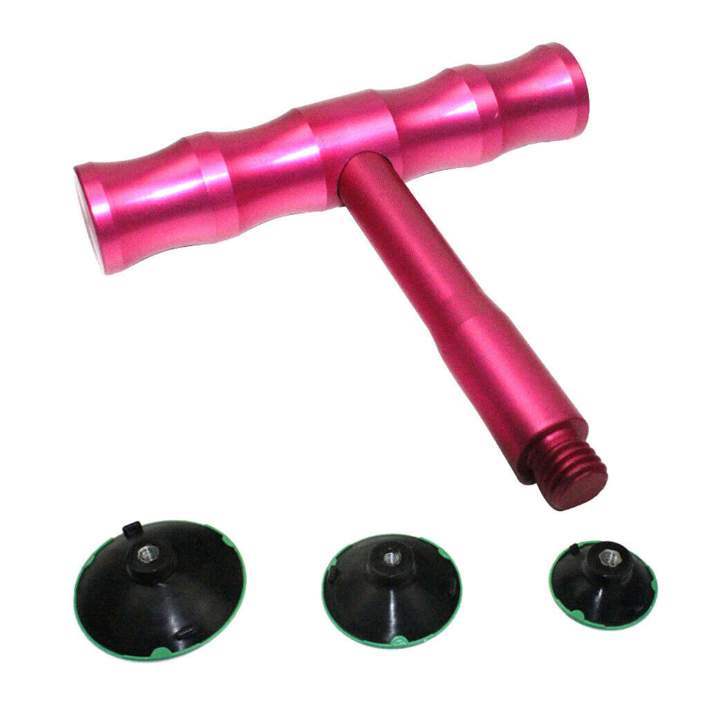 Car Paintless Dent Repair Removal Tool Kit Lifter T-Bar & 3x Suction Tabs