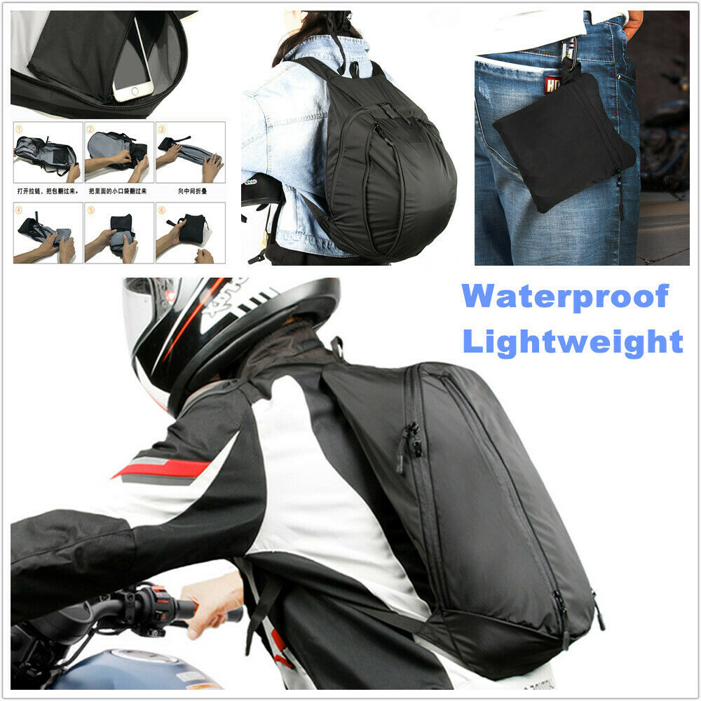 Motorcycle Bike Bag Nylon Cloth Lightweight Backpack Helmet Pack Extensible 28L