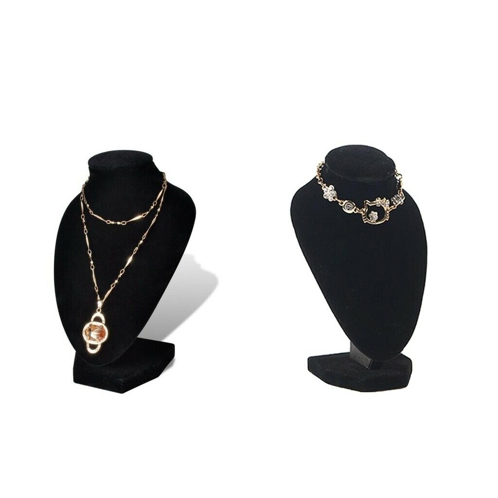 2 Pieces Store Home Velvet Necklace Bust Jewelry Pendant Rack Display Stands