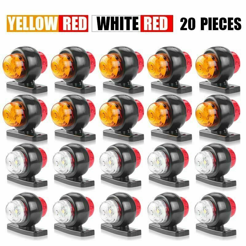20X 12V 24V Red Yellow White LED Side Marker Clearance Light Lamp Truck Trailer