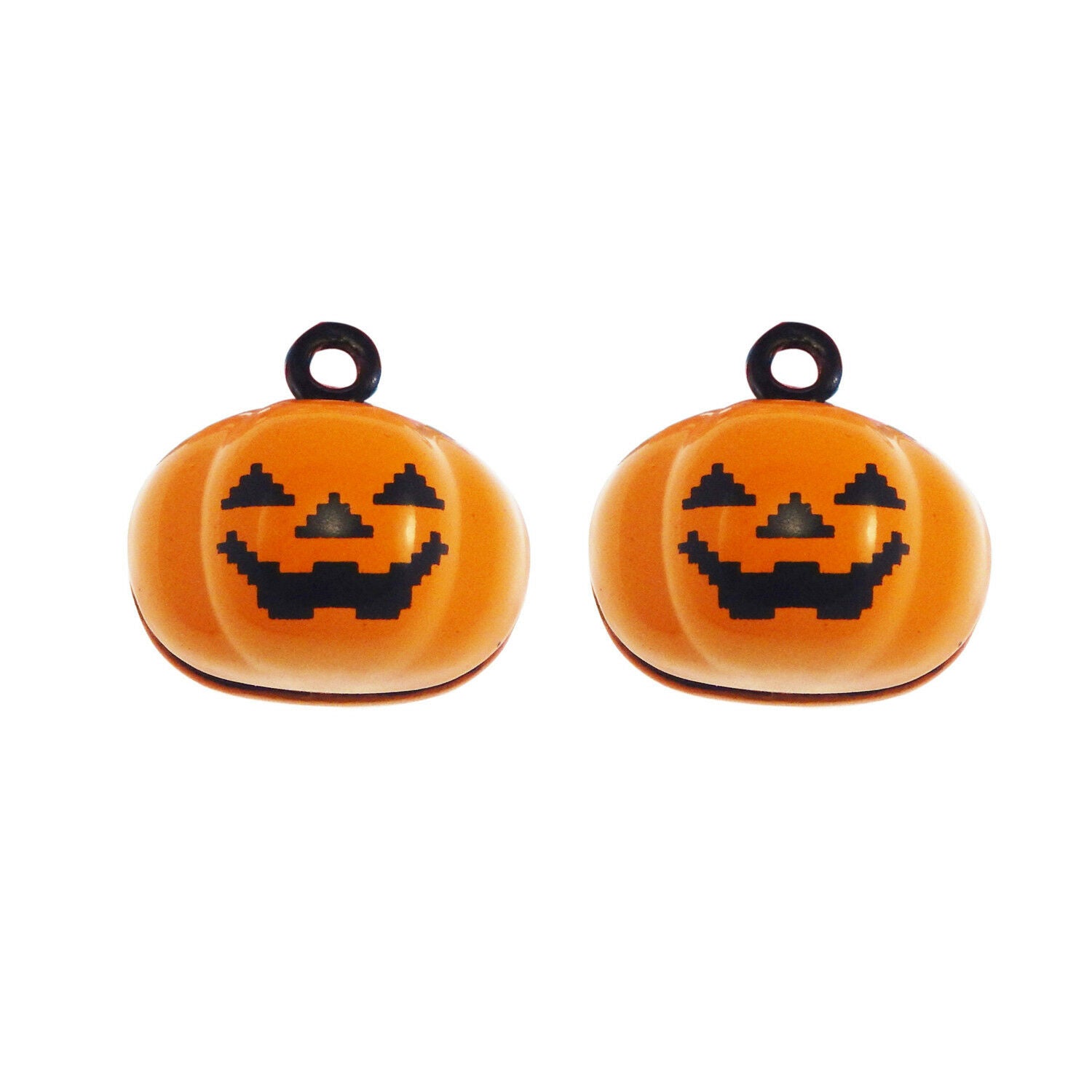 5pcs Orange Color Halloween Pumpkin Bells Alloy Pendants Charms Jewelry 53561