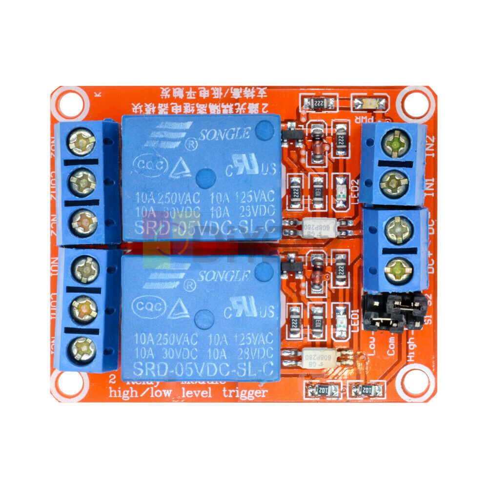 5V 2-CH Two Channel Relay Module w/ Optocoupler Support High & Low Level Trigger