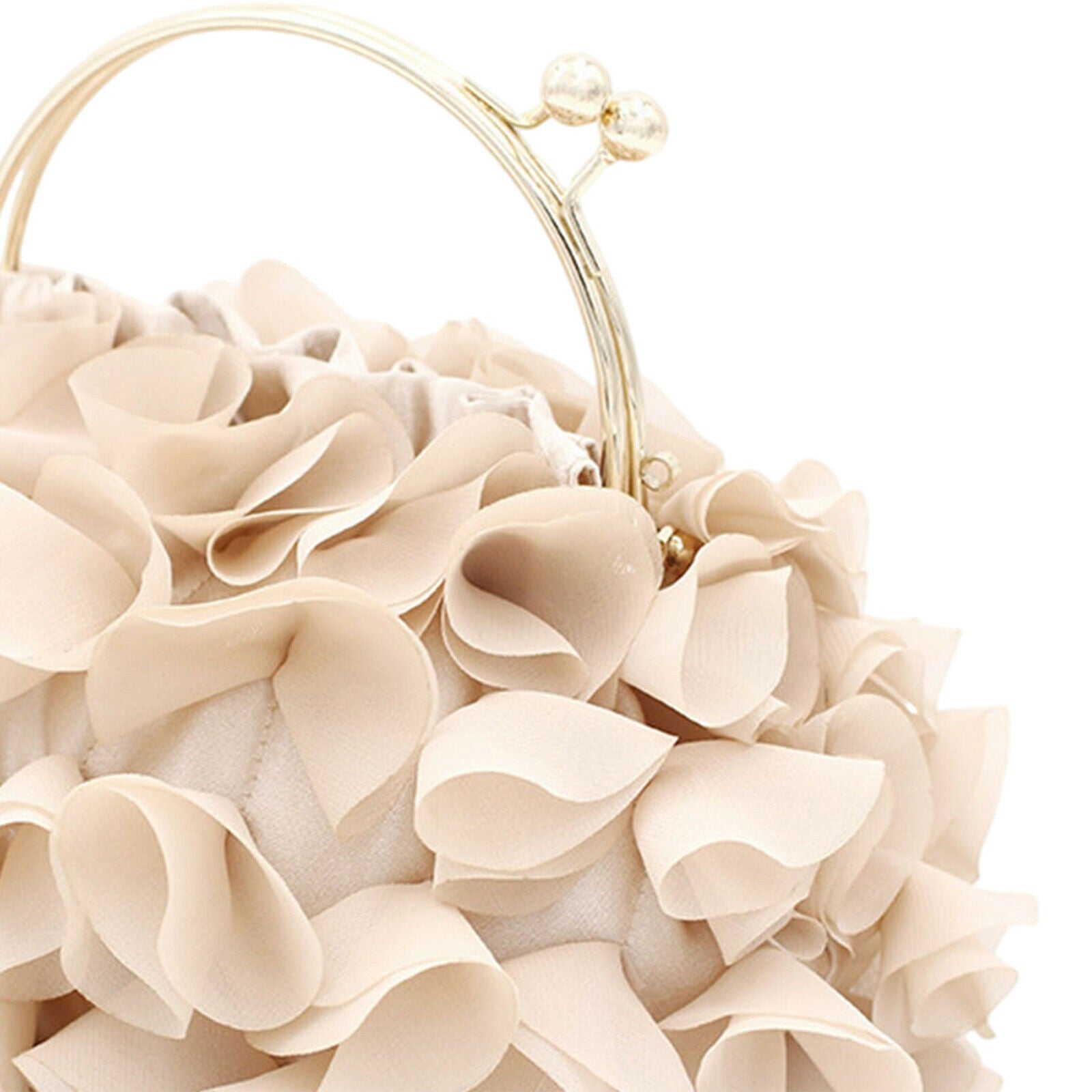 Fashion Flower Clutch Purse Bride Top-Handle Evening Bag with Shoulder Chain